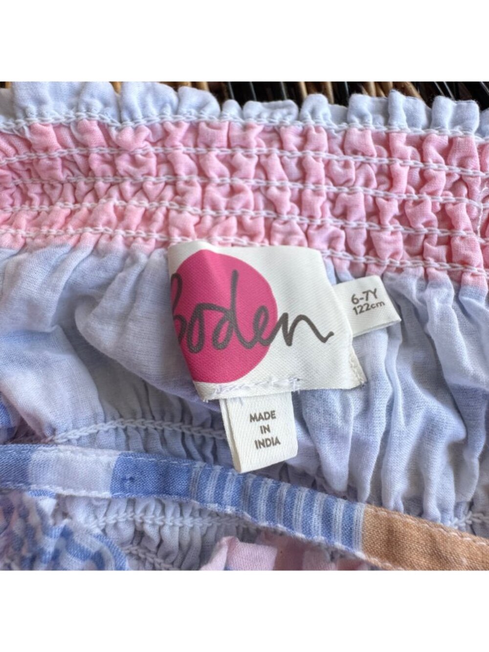 MINI BODEN Striped Midi Sundress Girls 6-7 Strappy Pink Blue Cotton Summer Dress - Picture 7 of 8